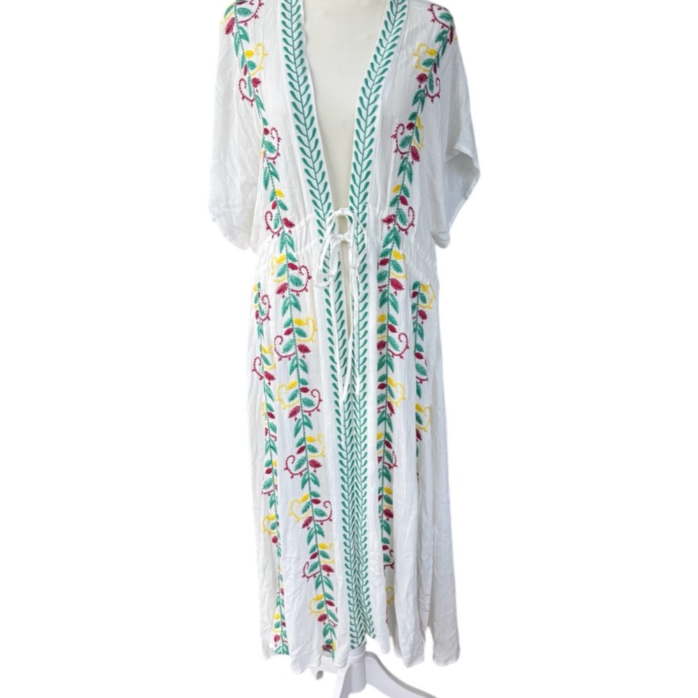 Vibrant Embroidered Swim Cover-Up